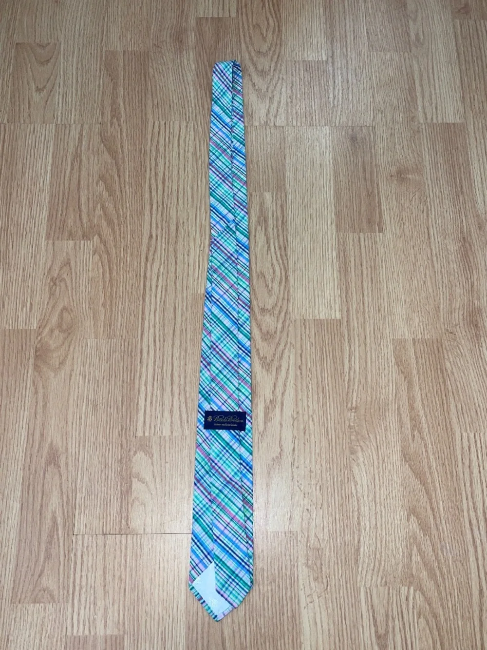 Brooks Brothers Spring / Summer Print Green Blue & Pink Plaid Tie
